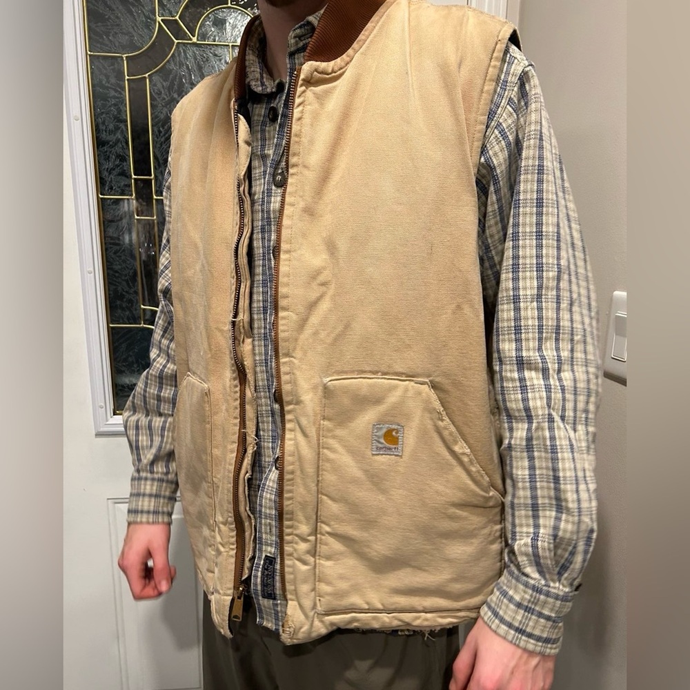 Vintage Carhartt Tan V01 Quilt Lined Canvas 90’s Vest - Picture 8 of 8